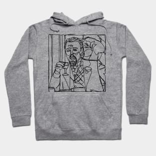 Leo Drinking Wine Meme Minimal Line Art Hoodie